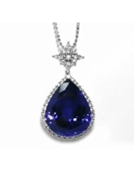 18K White Gold Tanzanite and Diamond Pendant -- LIFETIME WARRANTY