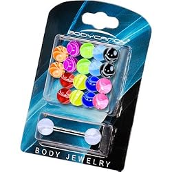 14 Gauge Multi Marble 10 Pair Interchangeable Barbell Pack