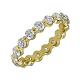  : 14k Yellow Gold Shared Prong Diamond Eternity Band (2 cttw, H-I Color, SI2 Clarity), Size 4
