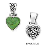 .925 Silver & Green Turquoise Small Heart Pendant