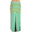 Long Turquoise Hip Scarf Skirt with Gold Coins and Gold Beads