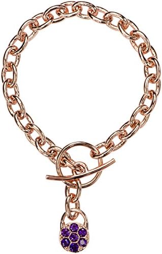 Stylish Copper Bracelet - Selene Women's Copper 8" Handcrafted Chain with 7 Hand Selected Natural Amethyst Gemstones - Natural Copper Healing