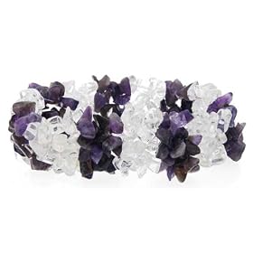 5 Strand Stretch Chip Bracelet - Amethyst and Crys by Toltec Trading Company