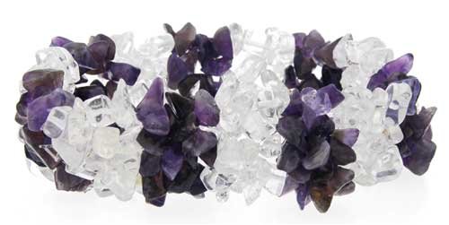 Click here to buy 5 Strand Stretch Chip Bracelet - Amethyst and Crys.