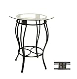 Metal Pub Table with Glass Top and Slate Inserts in Black/ Gold Finish