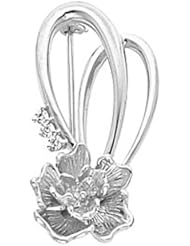 14K White Gold Diamond Flower Brooch - 0.06 Ct. -- LIFETIME WARRANTY