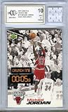 1997 Upper Deck Nestle Crunch Time #CT5 Michael Jordan with Piece of Authentic Michael Jordan Chicago Bulls Game Used Jersey Graded BGS Beckett 10 MINT GGUM Card