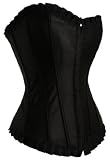 Black corset finished in satin with pleated trim (A3002)