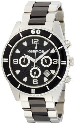 K and BROS Unisex 9136-1 C-901 Ceramic Chronograph Silver-tone Black Watch