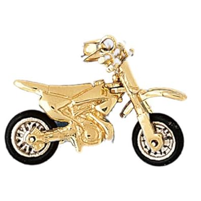 Cheap Girls Jewelry Dazzlers Solid 14k Gold 3D Motorcycle Two Tone Charm Pendant Available in three colors from jewelsberry (weights: 9.2 grams only) For Sale