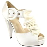 Womens Ruffle Satin High Heel Shoes