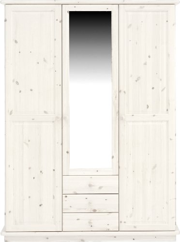 Steens 25230813 Kleiderschrank Romo 208 x 156 x 60 cm Kiefer massive, white wash mit Spieg Preisvergleich
