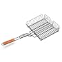 Charcoal Companion Non-Stick Rectangle Grilling Basket with Rosewood Handle