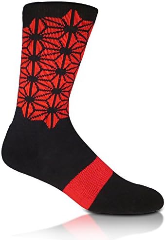 Modern Envy Apparel All Day Everyday Combed Cotton Crew Socks (Medium, Black with Red)