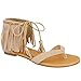 Women's Fringe Faux Suede Thong Open Toe Ankle Flat Sandal