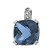 14K White Gold London Blue Topaz and Diamond Pendant