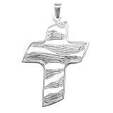 Sterling Silver Textured Wave Cross Pendant