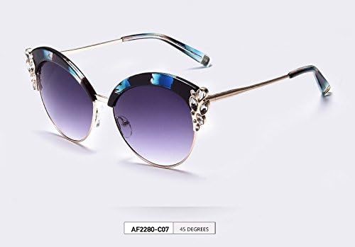 AOFLY Sunglasses Women Cat Eye Sunglasses Half Frame Glasses Jewelry Glasses Flower Decoration European Style oculos de so