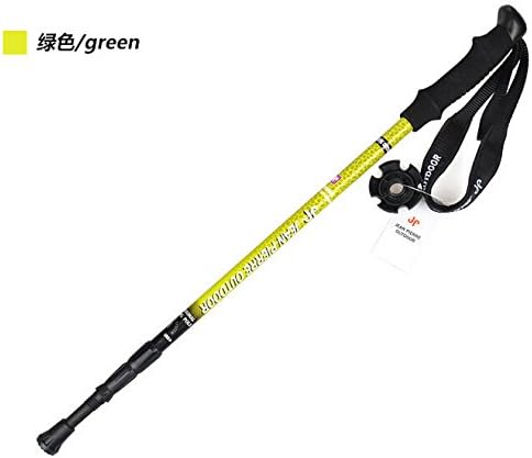Outdoor Alpenstock Ultralight Straight Grip Three Mountaineering Cane Telescopic Walking Stick (Green)