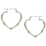 Sterling Silver and 18kt over Sterling Silver Two Tone Roped Accent Lotus Clicktop Hoop Earrings