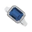 14K White Gold Chatham Created Sapphire and Diamond Ring