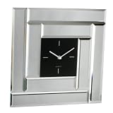 Contemporary Square Mirror Glass Wall Clock - Black Centre