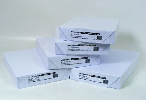 5 Reams of A4 Bright White Paper. (2500 sheets)