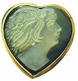Cameo Pin Pendant Heart Shaped Mother of Pearl 18k Gold