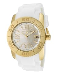 Swiss Legend Womens 10114-YG-02MOP Commander White Polyurethane and Yellow Gold Tone Watch