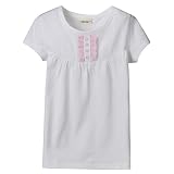 Girls' Cherokee Short-Sleeve Ruffle Top - White/ Pink Striped