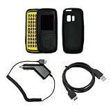 Premium Black Soft Silicone Gel Skin Cover Case + Rapid Car Charger + USB Data Sync Charge Cable for Samsung Messager R450
