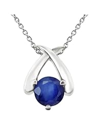 1.06 Ct Round Blue SI1/SI2 Sapphire 925 Sterling Silver Pendant