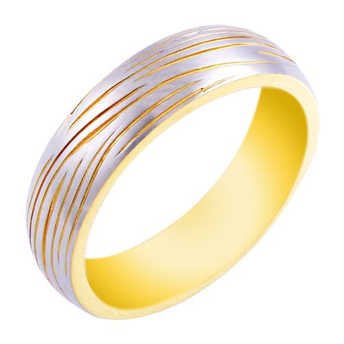 Mens Stainless Steel 6mm Band Ring with Gold Plating, Size 10