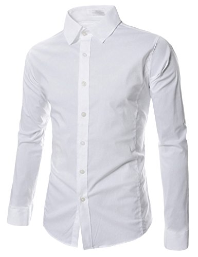 TheLees Mens casual slim fit basic dress shirts