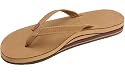 Womens Rainbow Sandals Premier Leather Double Stack Narrow Strap