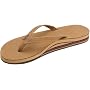 Womens Rainbow Sandals Premier Leather Double Stack Narrow Strap