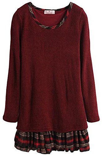 ワンピース セーター ウール チェック タータンチェック 格子 シンプル カジュアル キュート エレガンス レディース 秋物 冬物 可愛いスカーフ付き R531