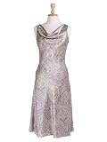Bias Cut Silk Charmeuse Cocktail Party Dress with Front and Back Cowl Neckline in Pastel Paisley