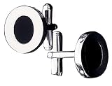 Men's Black Enameled Cuff Links in Sterling Silver