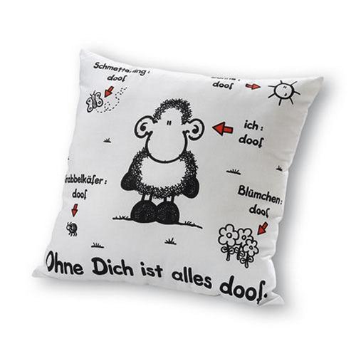 Sheepworld Kissen Ohne Dich ist alles doof. WEISS