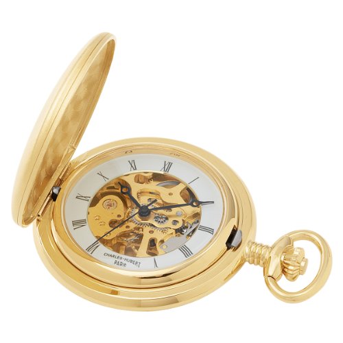 Charles-Hubert, Paris Gold-Plated Satin Finish Mechanical Pocket Watch