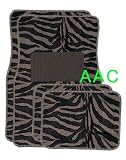 A Set of 4 Universal Fit Animal Print Carpet Floor Mats for Cars / Truck - Tiger Tan Zebra