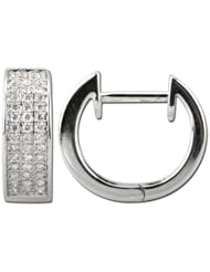 14K White Gold 0.28ct Everlasting Invisible Set Diamond Hinged Huggie Earrings