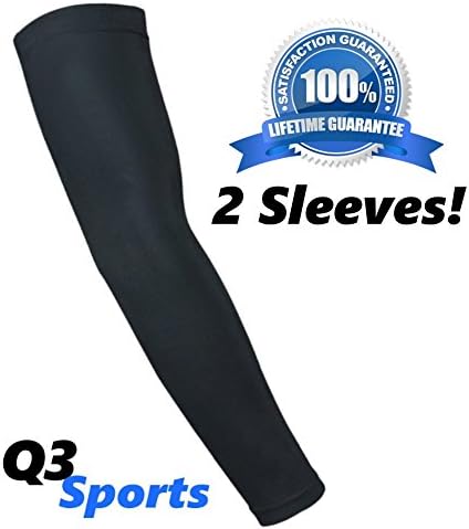 Q3 Sports Arm Sleeves - 2016 Compression Arm Sleeves For Sports and Fitness - Best Basketball Arm Sleeves With Durable Flex Technology (Med)