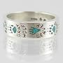 Southwestern Style Animal Track ( Raccoon, Moose, Mountain Lion, Coyote, Beaver, Gray Wolf and Bear ) Band Ring in Sterling Silver with Turquoise Chip Inlay for Men or Women, size 8 1/2, #11873