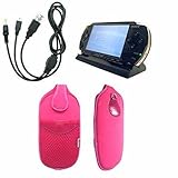 Pink Soft Pouch for Sony Playstation + 2 in 1 Data Cable Charger + Desktop  ....