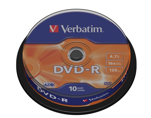 Verbatim DVD-R 16x Speed 10er Spindel matt-silver DVD-Rohlinge