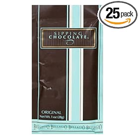 Bellagio Sipping Chocolate, Original, 1-Ounce Packets (Pack of 25)