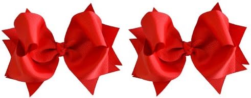 Hair Bow Set for Girls (2) 4.5 Inch Grosgrain Ribbon Hair Bows ~ Funny Girl Designs