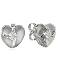 Sterling Silver Diamond Heart Shape Earrings Studs (1/5 cttw, H-I Color, I1-I2 Clarity)
